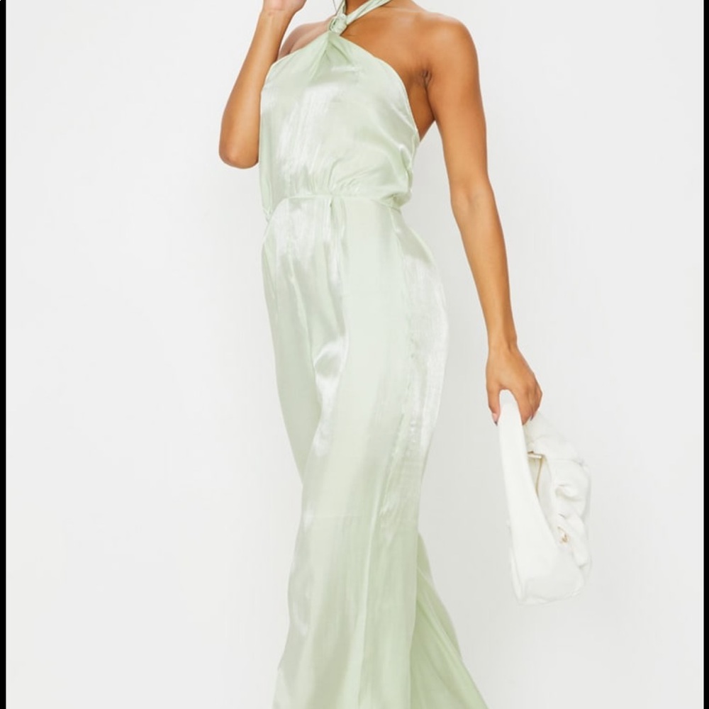 Sage green halter jumpsuit